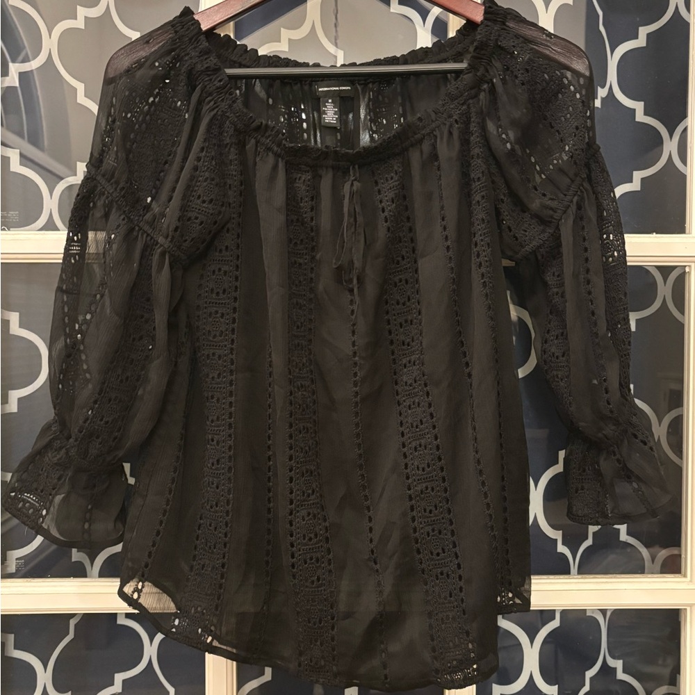 INC Black Lace Women's Top